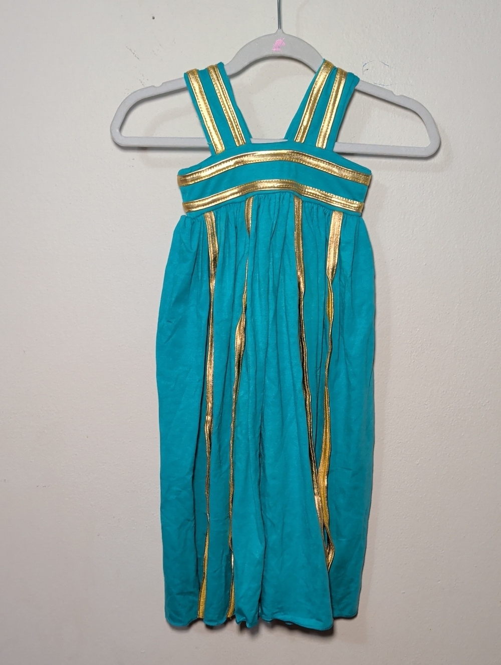 Royal Roe Teal Maxi Dress with Gold Trim Cotton Stretch Girls Size 12-18M